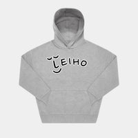 Leiho Varsity Print Heavyweight Boxy Grey Hoodie