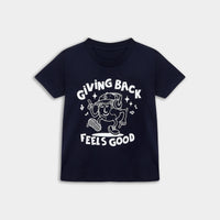 Kids 'Giving Back Feels Good' Navy Organic Cotton Graphic T-shirt