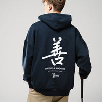 Navy Virtue and Kindness heavyweight hoodie by Leiho, photo 4