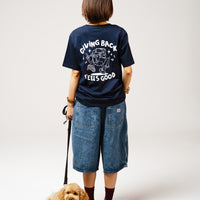 'Giving Back Feels Good' Navy Organic Cotton Graphic T-shirt