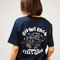 'Giving Back Feels Good' Navy Organic Cotton Graphic T-shirt