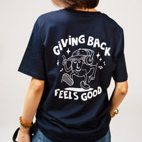 'Giving Back Feels Good' Navy Organic Cotton Graphic T-shirt