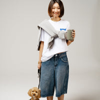 White organic cotton Good Mood T-shirt by Leiho, photo 2