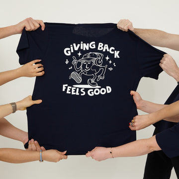 'Giving Back Feels Good' Navy Organic Cotton Graphic T-shirt