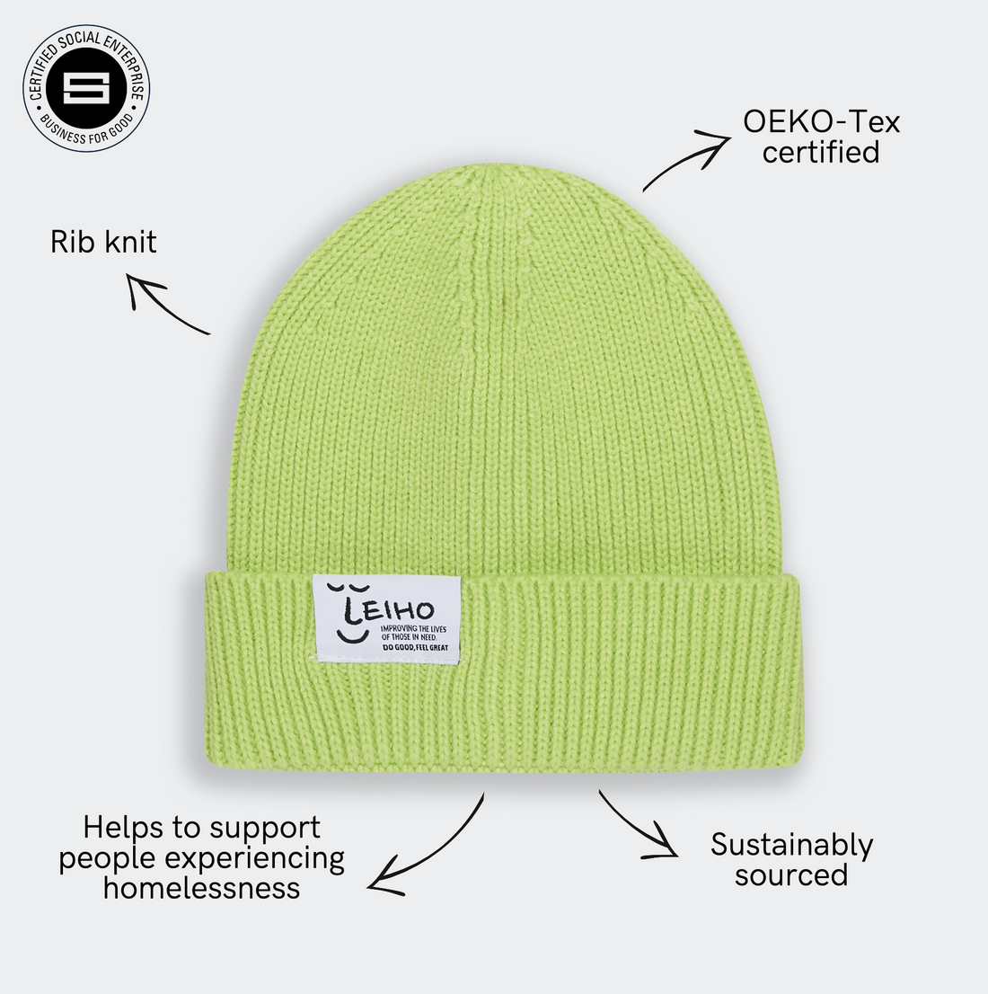 Lime Feeling Fine Green Ribbed Beanie