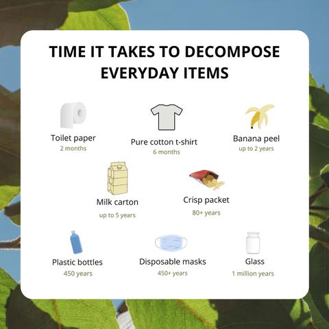 Time it takes to decompose everyday items - infographic