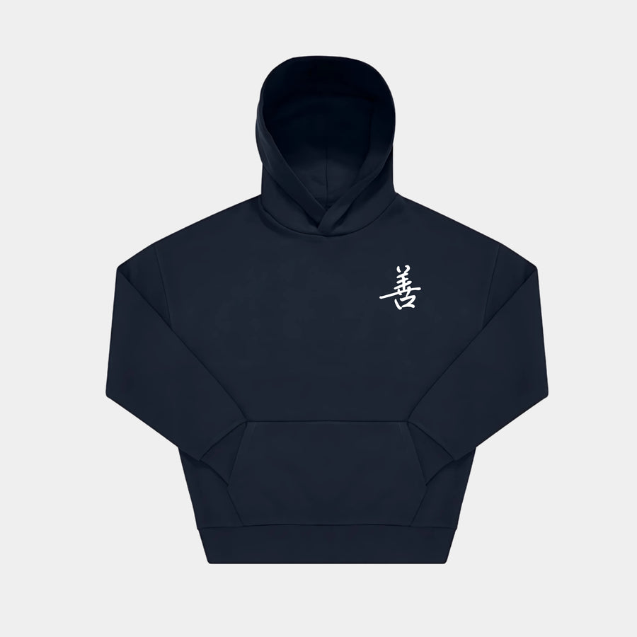 "Virtue & Kindness" Heavyweight Boxy Navy Hoodie
