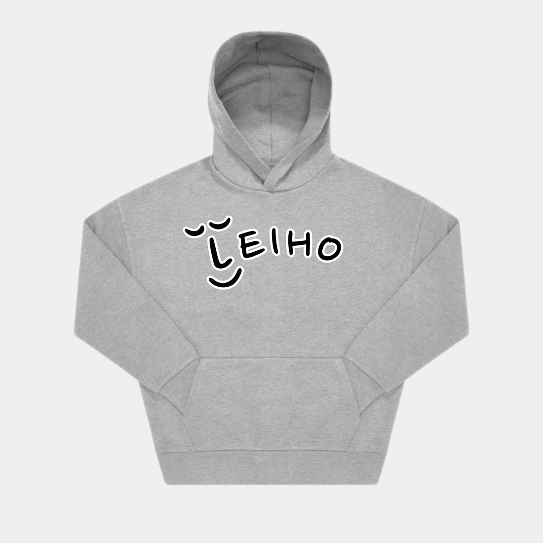 Leiho Varsity Print Heavyweight Boxy Grey Hoodie