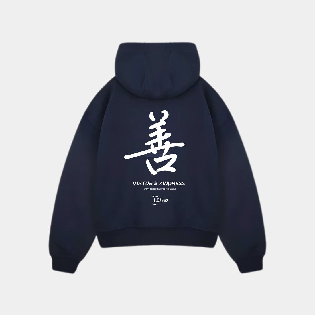 "Virtue & Kindness" Heavyweight Boxy Navy Hoodie