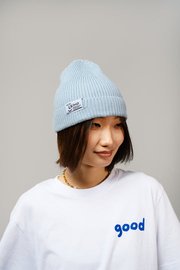 Baby Sky Blue Ribbed Beanie