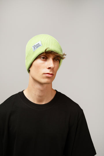Lime Feeling Fine Green Ribbed Beanie