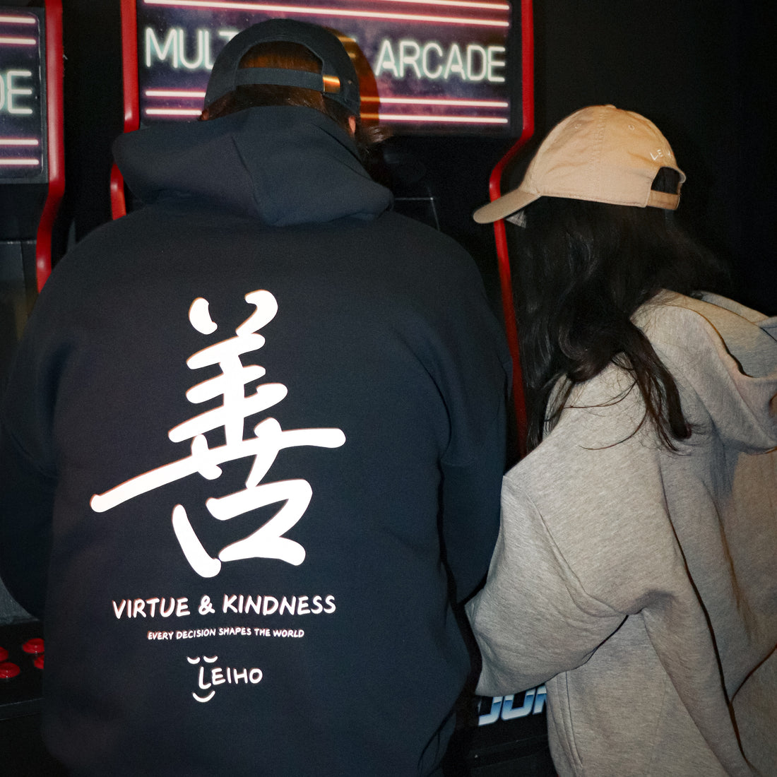 "Virtue & Kindness" Heavyweight Boxy Navy Hoodie