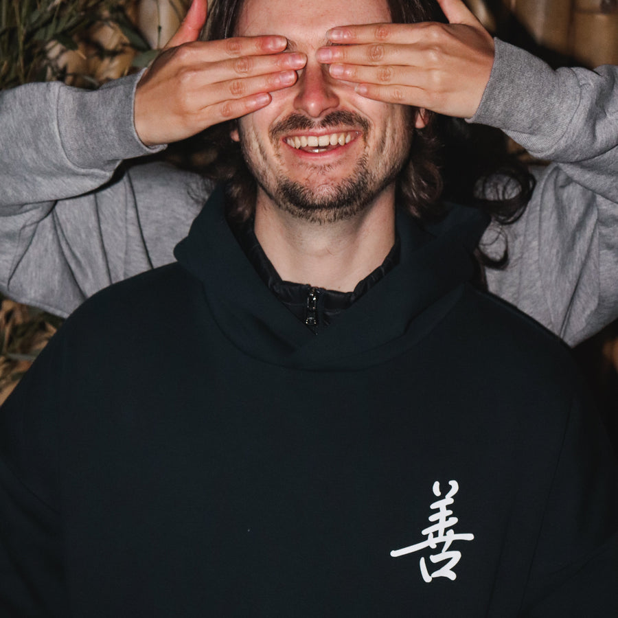 "Virtue & Kindness" Heavyweight Boxy Navy Hoodie