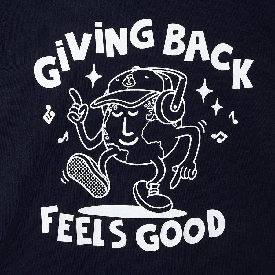 Kids 'Giving Back Feels Good' Navy Organic Cotton Graphic T-shirt