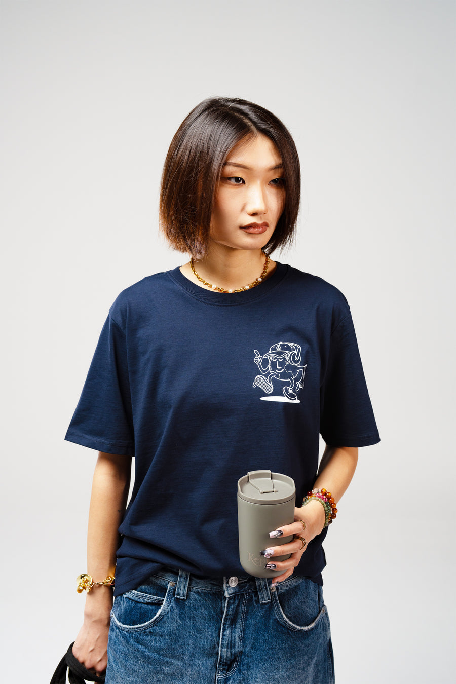 'Giving Back Feels Good' Navy Organic Cotton Graphic T-shirt