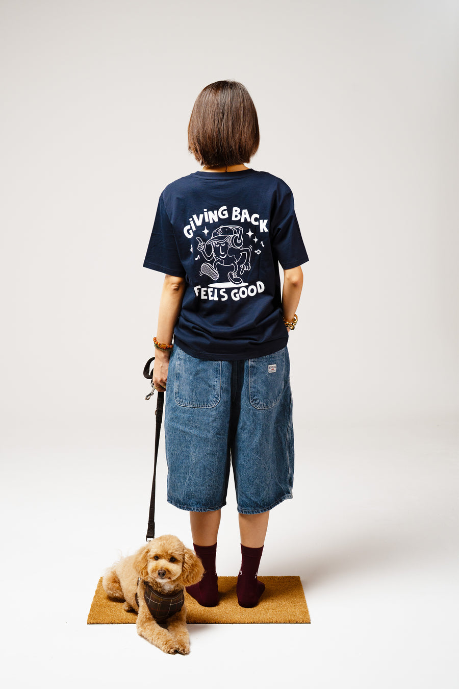 'Giving Back Feels Good' Navy Organic Cotton Graphic T-shirt
