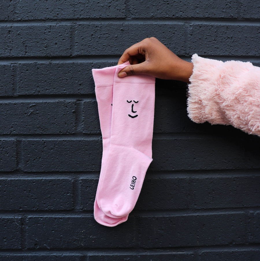 smiley face pink socks