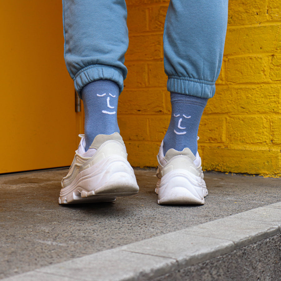 Blue Happy Bamboo Socks