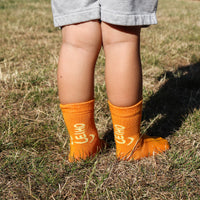 'Mini Change-maker' Orange Smiley Bamboo Socks for Toddlers