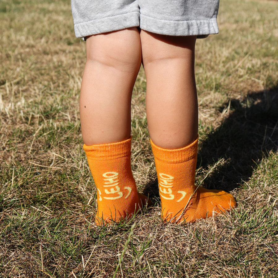 'Mini Change-maker' Orange Smiley Bamboo Socks for Toddlers