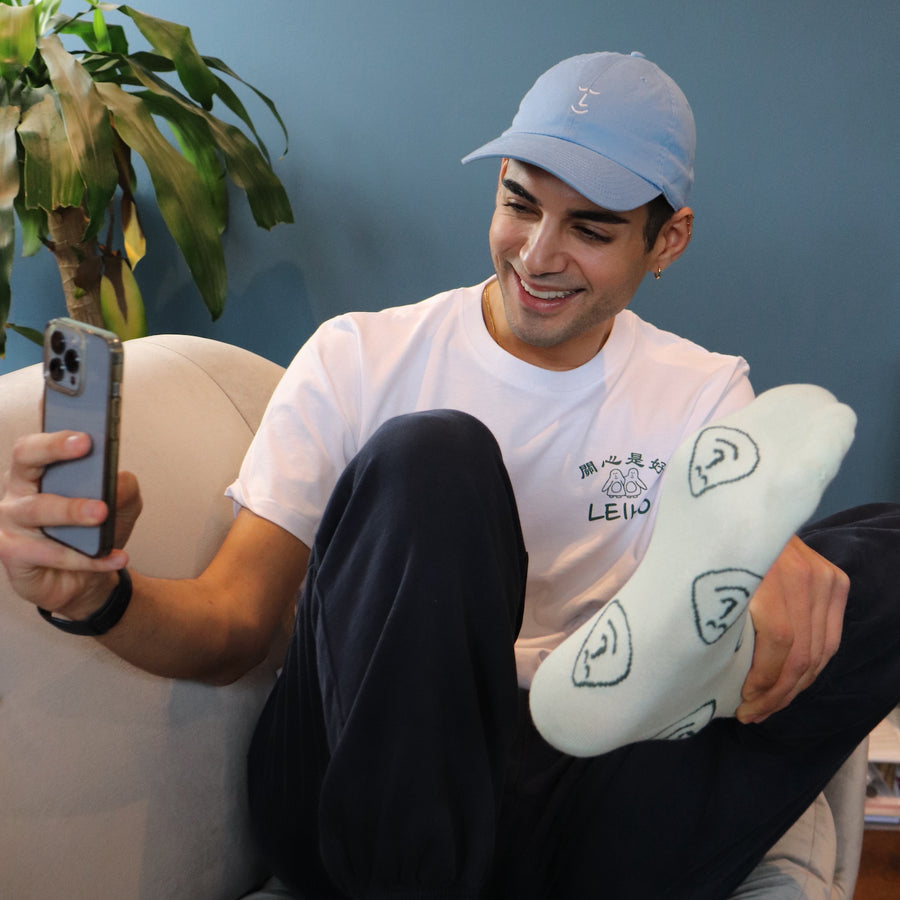 Head In The Clouds Sky Blue Smiley Baseball Cap