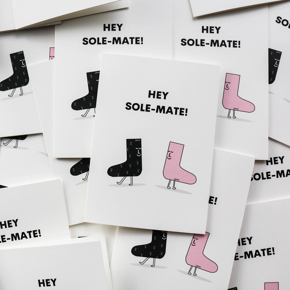 "Hey Sole-Mate" Punny Socks Greeting Card