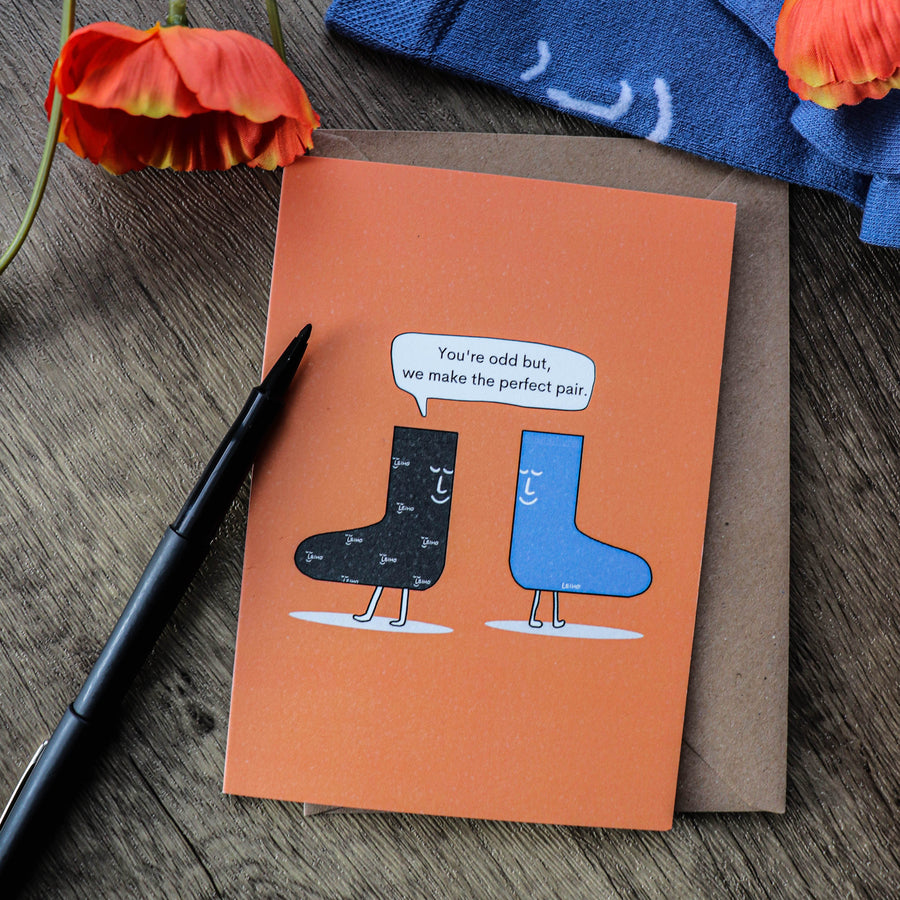 "The Perfect Pair" Punny Socks Greeting Card