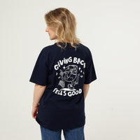 'Giving Back Feels Good' Navy Organic Cotton Graphic T-shirt