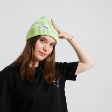 Lime Feeling Fine Green Ribbed Beanie