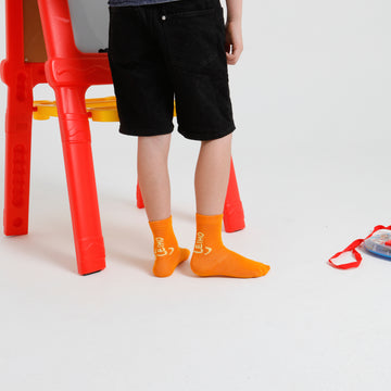 'Mini Change-maker' Orange Smiley Bamboo Socks for Toddlers