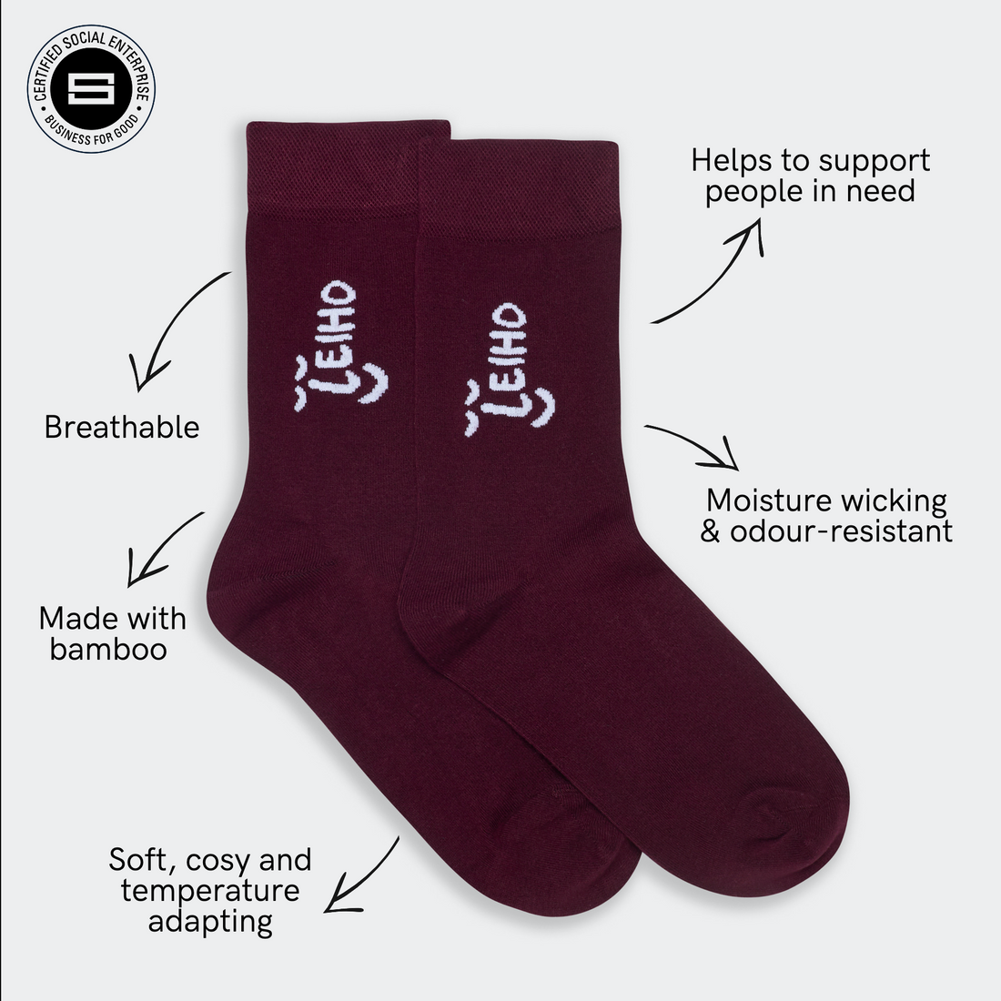 Your Favourite Burgundy Red Bamboo Socks