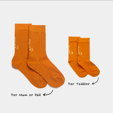 Mini & Me Matching Orange Bamboo Socks Set