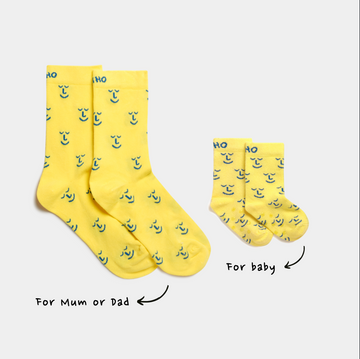 Baby & Me Matching Adult & Baby Smiley Bamboo Socks Set